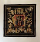 Hermès: Black silk scarf with motif 'Le Temps Des Marionnettes'.